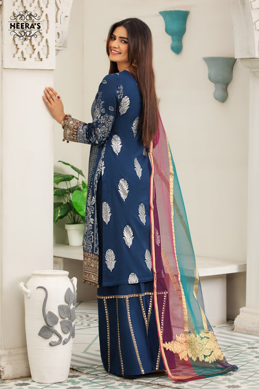 BLUE DIAMOND K.H EMBROIDERED 3 PCS - Heeras Official