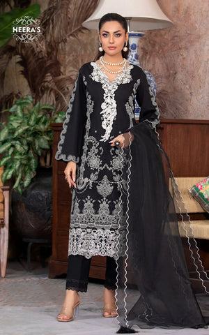 RAW BLACK PEARL - 3 PCS EMBROIDERED - Heeras Official