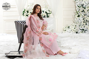 LUXURY PINK 3D A.M - 3 PIECE EMBROIDERED - Heeras Official