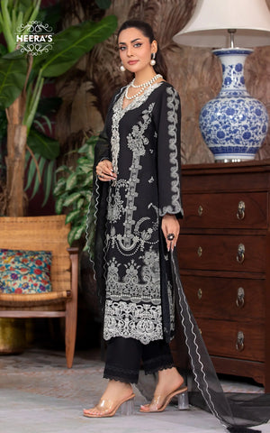 RAW BLACK PEARL - 3 PCS EMBROIDERED - Heeras Official