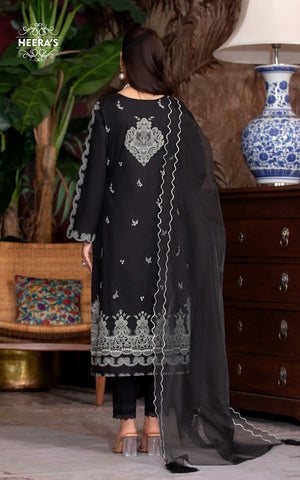 RAW BLACK PEARL - 3 PCS EMBROIDERED - Heeras Official