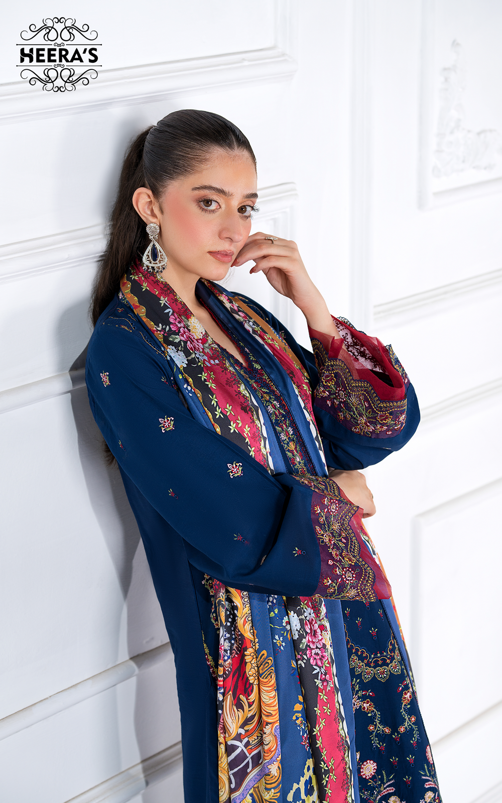 Embroidered Viscose Suit with Silk Digital Dupatta  Heeras Official