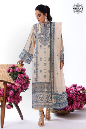 BEIGE M.N  EMBROIDERED 3 PCS - Heeras Official