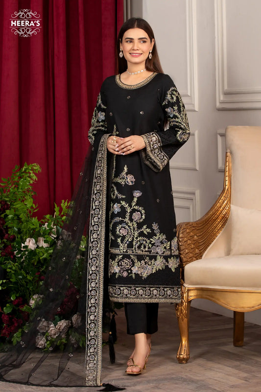 BLACK PEARL-3PCS EMBROIDERED - Heeras Official