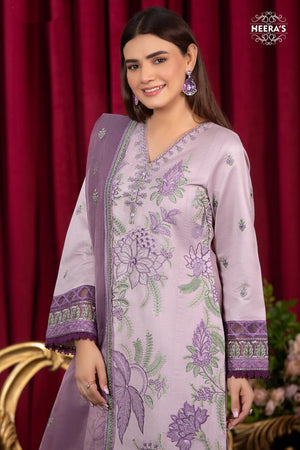 ROYAL LILAC-3PCS EMBROIDERED - Heeras Official