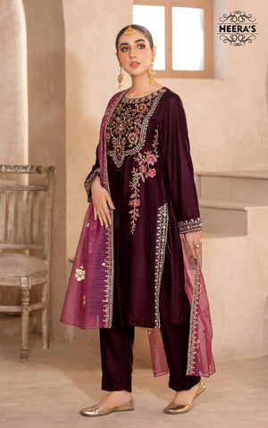 HEERA'S VELVET LEGACY -3PCS EMBROIDERED - Heeras Official