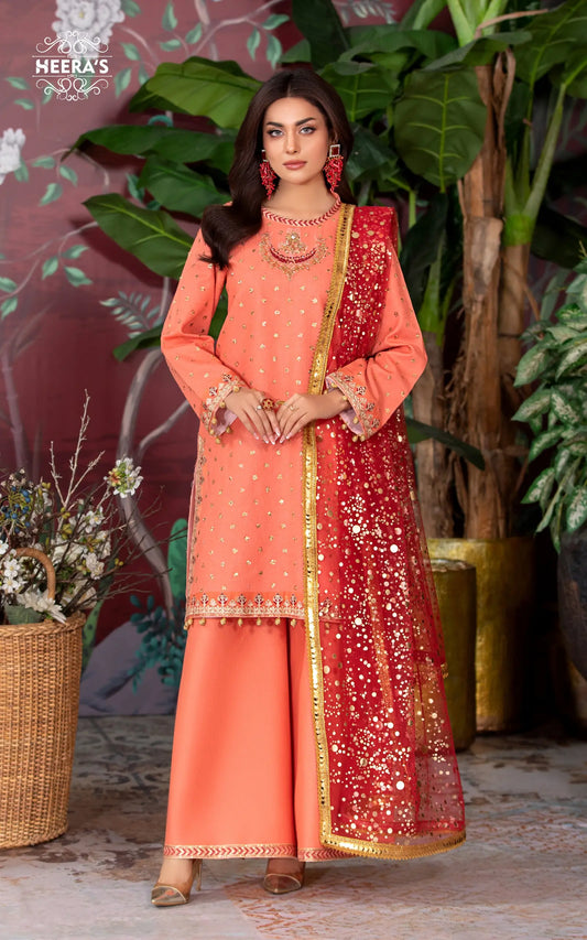 FESTIVE SHARARA - 3PCS EMBROIDERED - Heeras Official