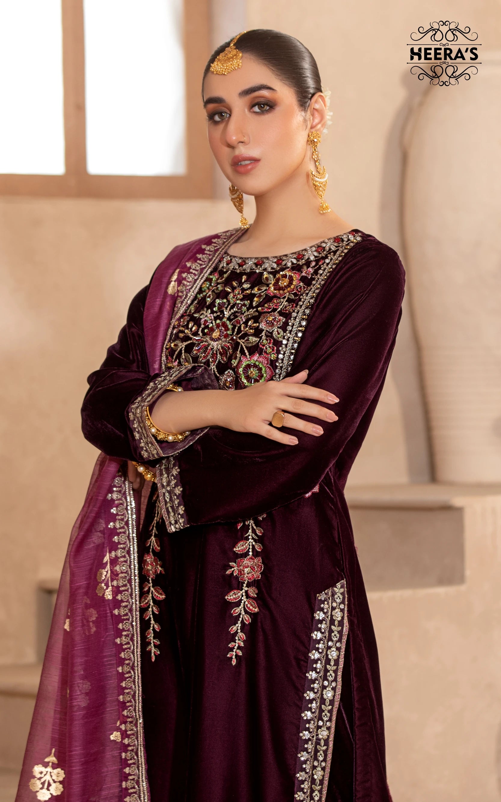 HEERA'S VELVET LEGACY -3PCS EMBROIDERED - Heeras Official