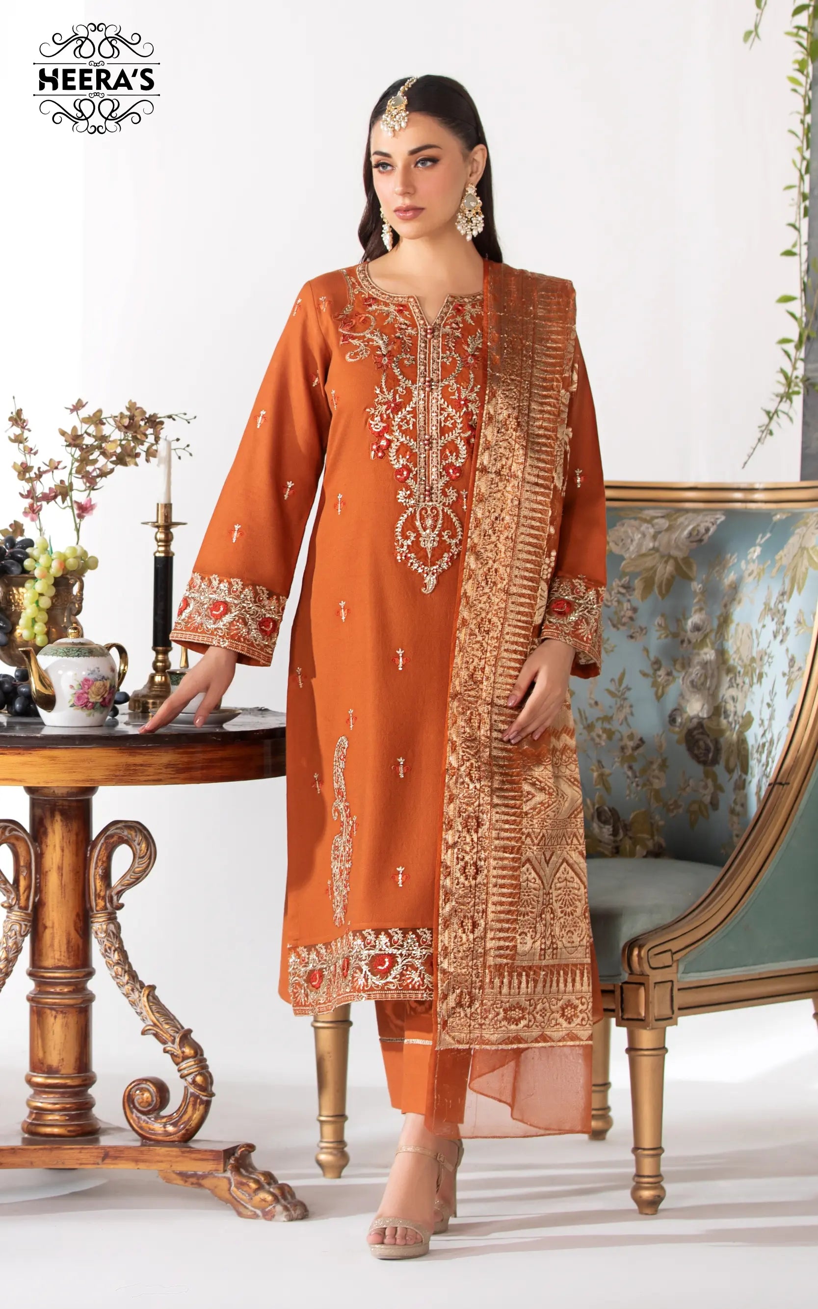 FESTIVE GLAMOUR 3-PCS EMBROIDERED - Heeras Official