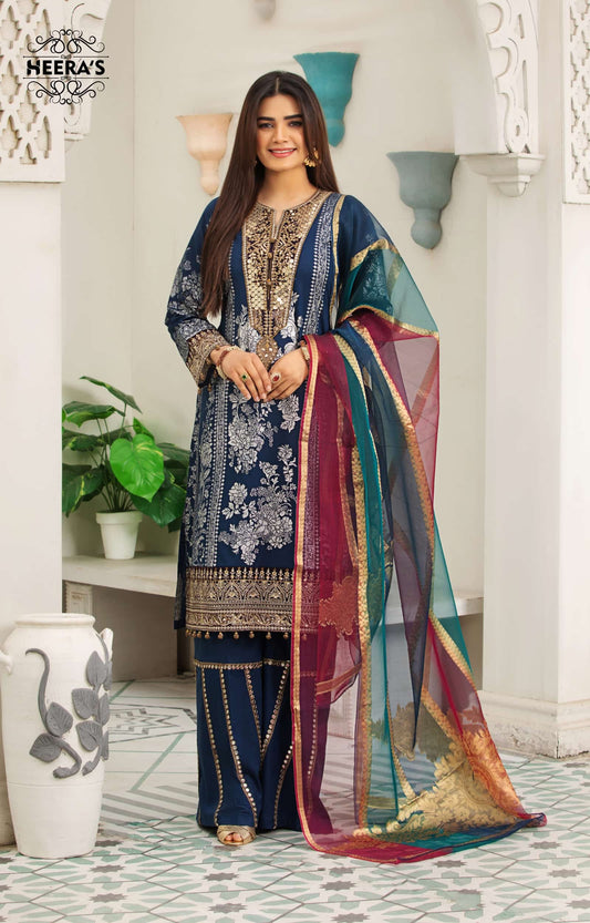 BLUE DIAMOND K.H EMBROIDERED 3 PCS - Heeras Official