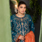 AQUA ORNATE BLUE 3-PCS EMBROIDERED - Heeras Official