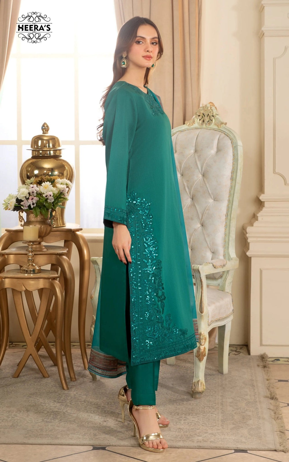 Ready to Wear Printed & Embroidered Stitched Luxury Pret Dress – Heeras  Official